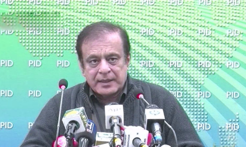 Information Minister Shibli Faraz addresses a press conference. — DawnNewsTV