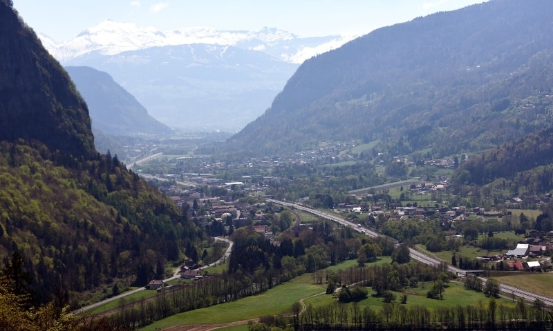 This file photograph taken on April 20, 2017, shows a view of the Vallee de l'Arve (Arve Valley) crossed by the Blanche motorway leading to the Mont Blanc Tunnel. — AFP This file photograph taken on April 20, 2017, shows a view of the Vallee de l'Arve (Arve Valley) crossed by the Blanche motorway leading to the Mont Blanc Tunnel. — AFP