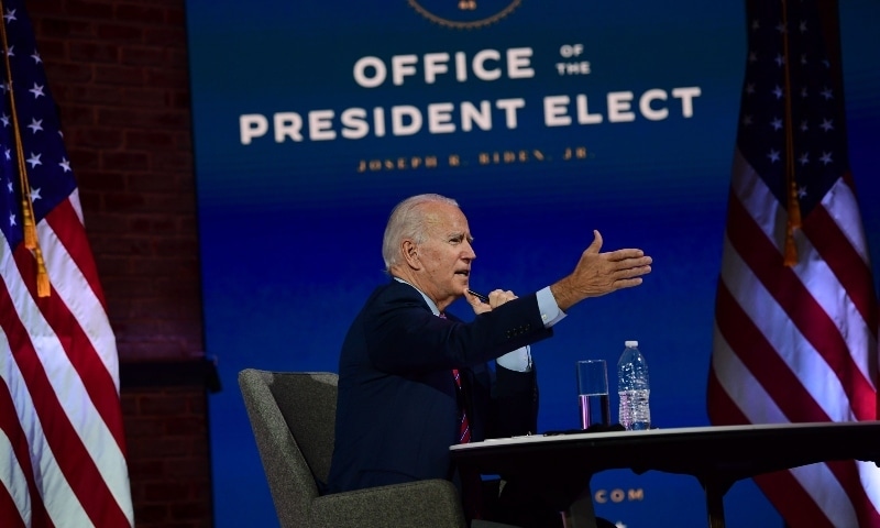 US President-elect Joe Biden speaks during a virtual meeting with the United States Conference of Mayors on November 23 in Delaware. — AFP