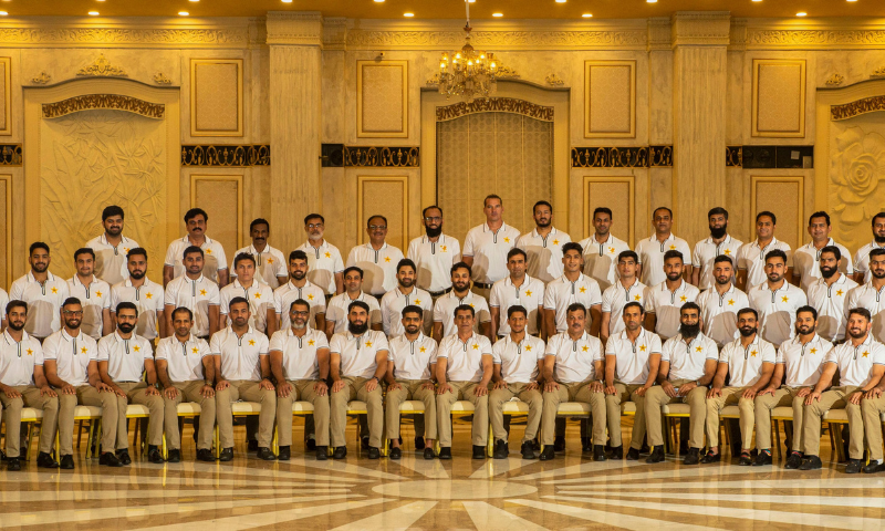 The Pakistan squad is pictured before leaving for New Zealand. — Photo courtesy PCB