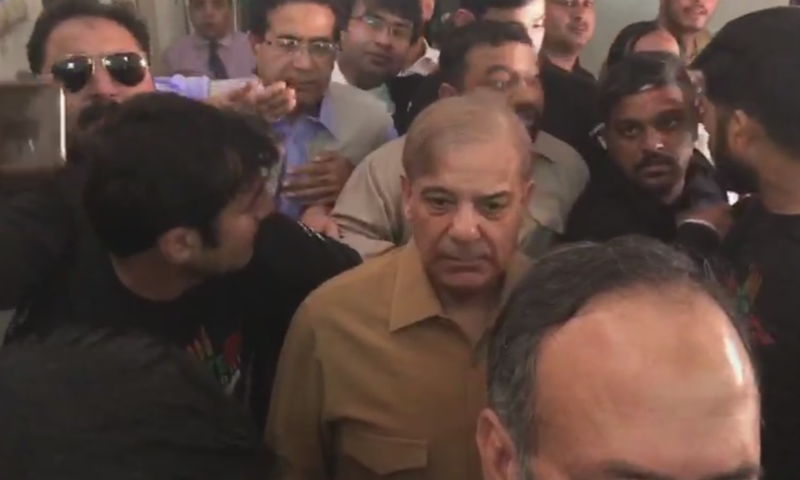 In this file photo, PML-N president Shehbaz Sharif appears for a hearing at an accountability court in Lahore. — DawnNewsTV