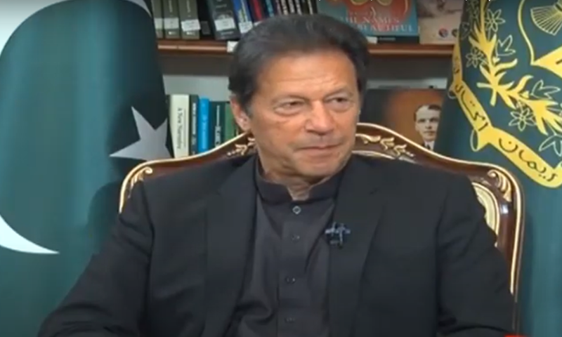 Prime Minister Imran Khan speaks during an interview aired on Saturday. — Express News screengrab