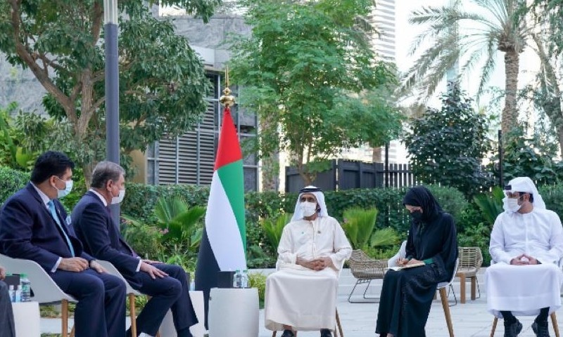 Foreign Minister Makhdoom Shah Mehmood Qureshi called on His Highness Sheikh Mohammed bin Rashid Al Maktoum. — Photo courtesy Shah Mahmood Qureshi Twitter