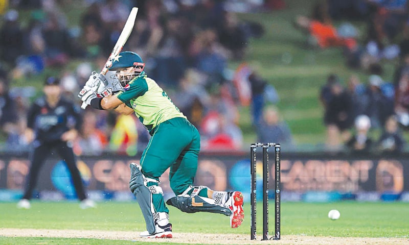 NAPIER: Pakistan&rsquo;s Mohammad Rizwan plays a shot during his match-winning innings in the third Twenty20 International against New Zealand at McLean Park on Tuesday. Rizwan guided his side to a consolation win by scoring a  breezy 89 off 59 balls, stopping New Zealand from making a clean sweep. The Kiwis won the series 2-1.&mdash;AFP
