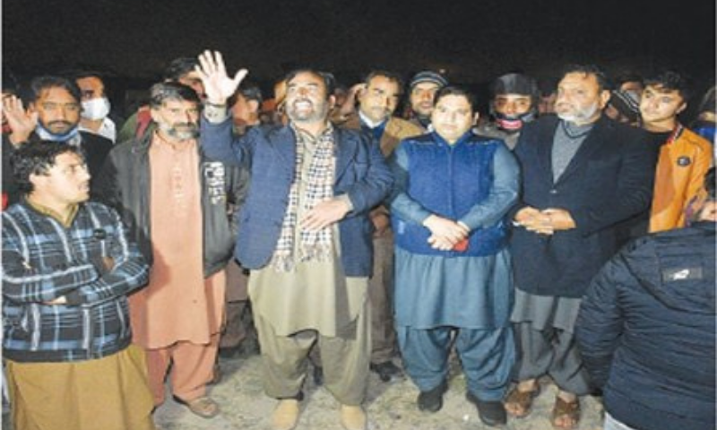 A relative of Osama addresses protesters in Islamabad on Saturday. &mdash; Tanveer Shahzad/White Star