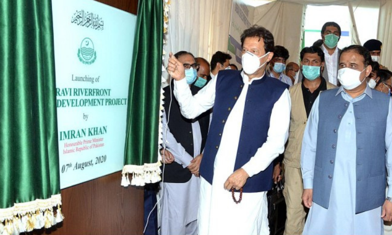 In this Aug 2020 file photo, Prime Minister Imran Khan launches the Ravi Riverfront Urban Development Project. — APP