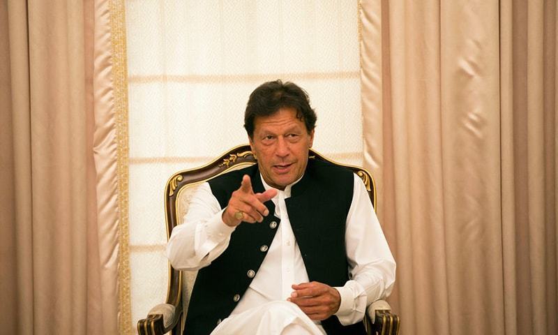 In this file photo, Prime Minister Imran Khan speaks to New York Times at the Prime Minister's Office in Islamabad. — Photo courtesy New York Times/File