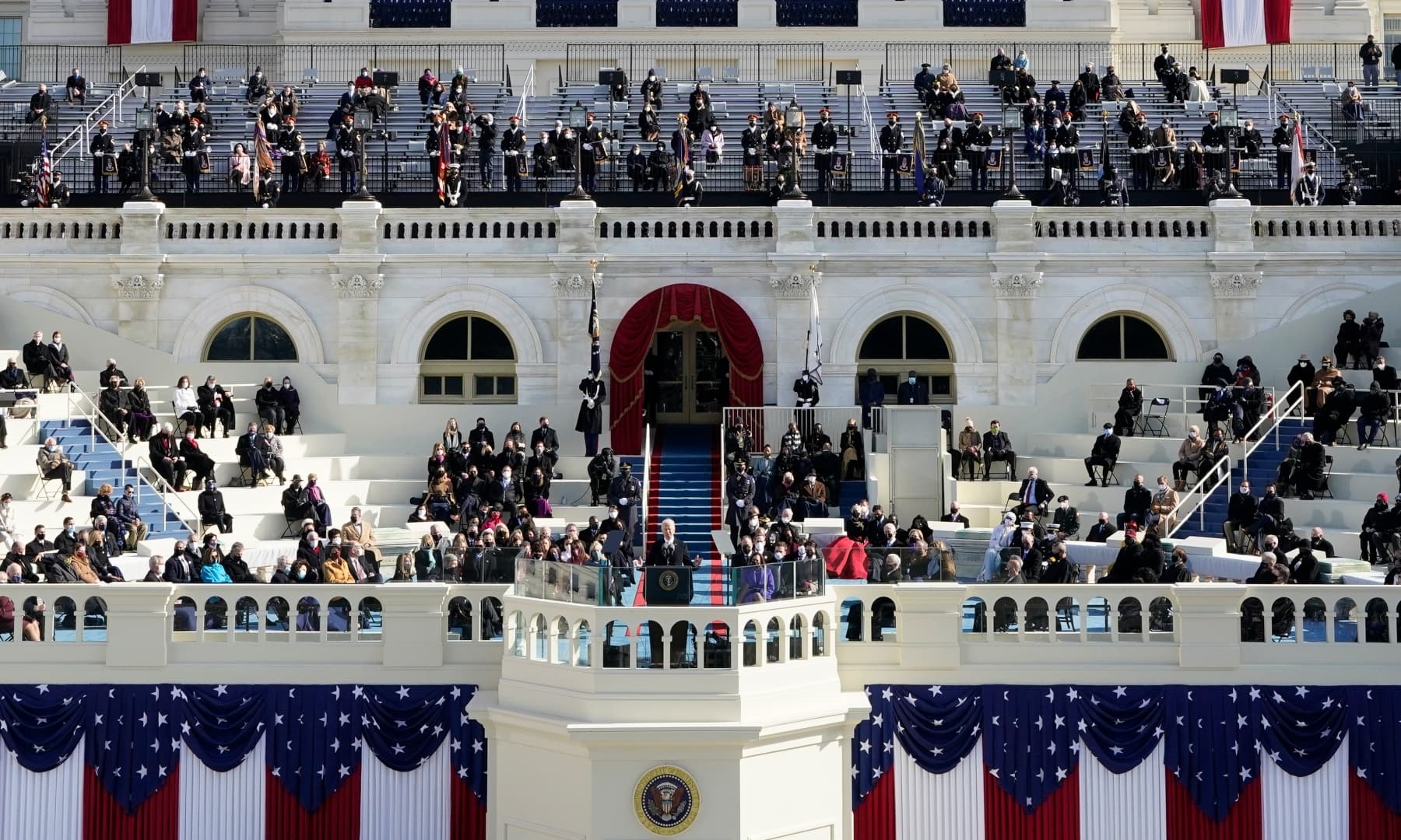 President Joe Biden delivers his inaugural address during the 59th Presidential Inauguration at the US Capitol in Washington, Wednesday. — AP