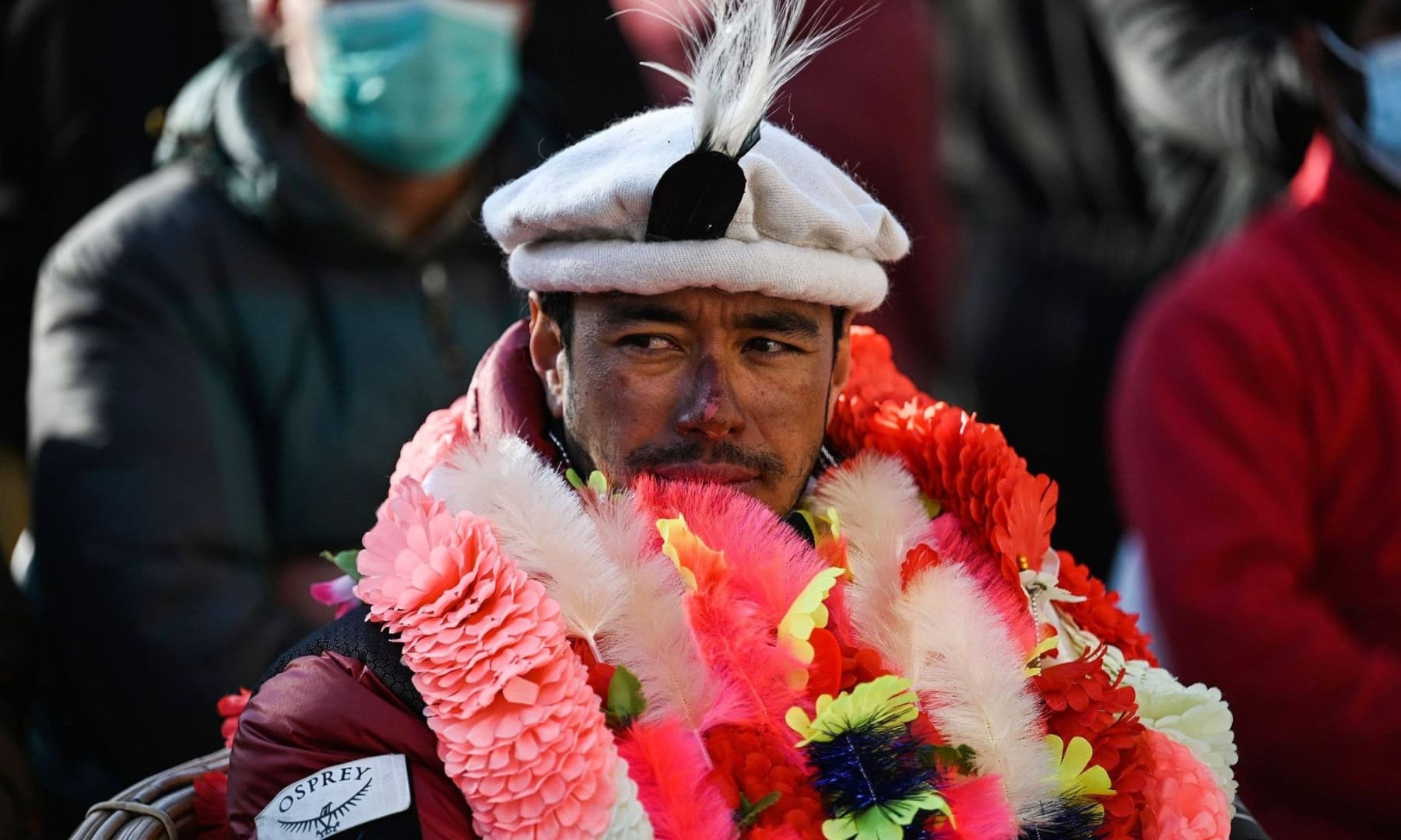 Nepal's climber Nirmal Purja at a welcome ceremony after becoming with his team, the firsts to summit Pakistan's K2 in winter, at Shigar district in Gilgit-Baltistan, Jan 20, 2021. — AFP