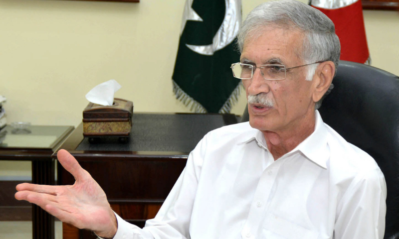 Defence Minister Pervez Khan Khattak on Sunday said that opposition leaders Nawaz Sharif and Asif Ali Zardari would soon be behind bars because of their corruption. — Photo courtesy: Radio Pakistan/File