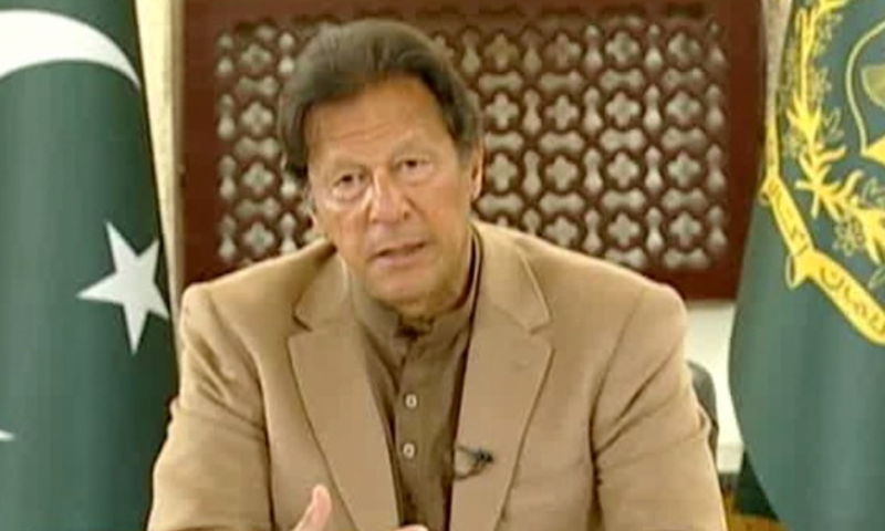 Prime Minister Imran Khan answers people's questions via telephone on Monday. — DawnNewsTV