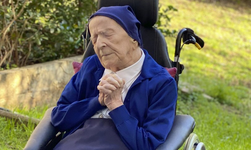 This photo provided by the Sainte-Catherine Laboure care home communications manager shows Lucile Randon, Sister Andre's birth name, in Toulon, southern France, February 10, 2021. — AP