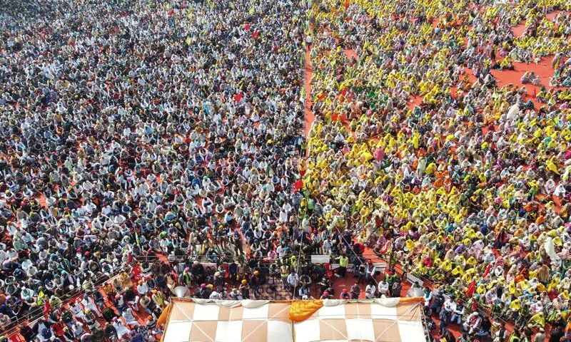 Farmers and agricultural workers attend a rally against farm laws, in Barnala, northern state of Punjab, India, February 21. &mdash; Reuters