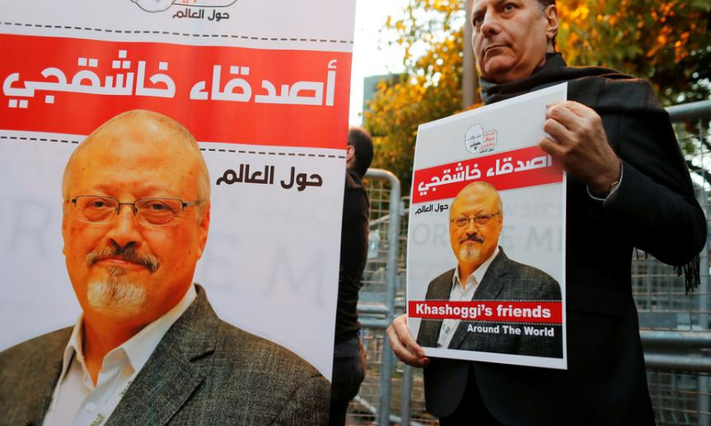 In this file photo, friends of Saudi journalist Jamal Khashoggi hold posters and banners with his pictures during a demonstration outside the Saudi Arabia consulate in Istanbul, Turkey. — Reuters