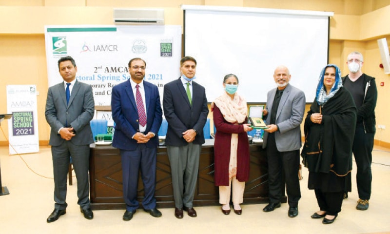 FJWU Vice Chancellor Dr Saima Hamid poses with guests at the closing ceremony on Saturday. FJWU Vice Chancellor Dr Saima Hamid poses with guests at the closing ceremony on Saturday.