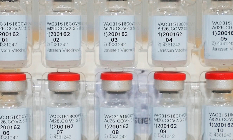 This file photo provided by Johnson & Johnson shows vials of the Covid-19 vaccine in the United States. — Reuters