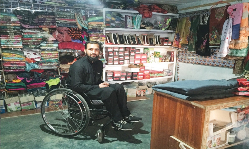 Hussain Ali at his women’s apparel shop