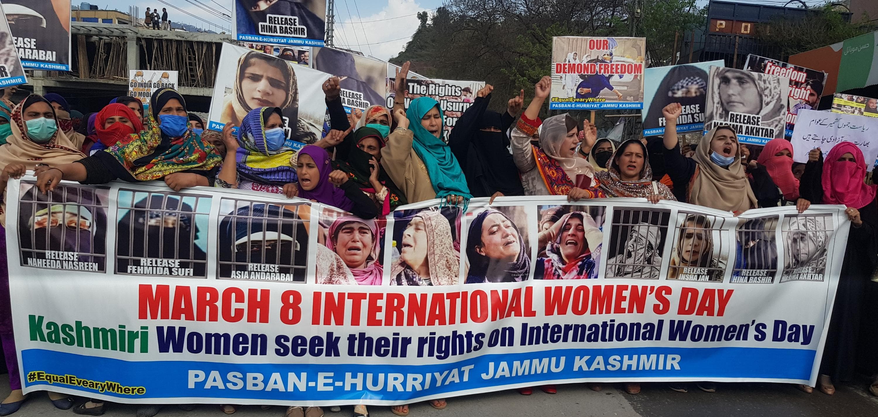 Women chant anti-India and pro-freedom slogans at a rally held in Muzaffarabad to mark Women's Day. — Photo by author Women chant anti-India and pro-freedom slogans at a rally held in Muzaffarabad to mark Women's Day. — Photo by author