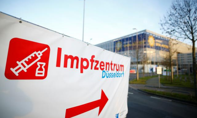 A view of the coronavirus vaccination center at Merkur Spiel-Arena in Dusseldorf, Germany. &mdash; Reuters