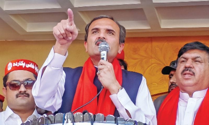 ANP central senior vice president Amir Haider Khan Hoti addresses a public meeting in Swat. — Dawn/File ANP central senior vice president Amir Haider Khan Hoti addresses a public meeting in Swat. — Dawn/File