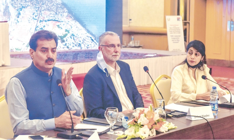 SADAQAT Ali Abbasi speaks at the event on Thursday.—White Star SADAQAT Ali Abbasi speaks at the event on Thursday.—White Star