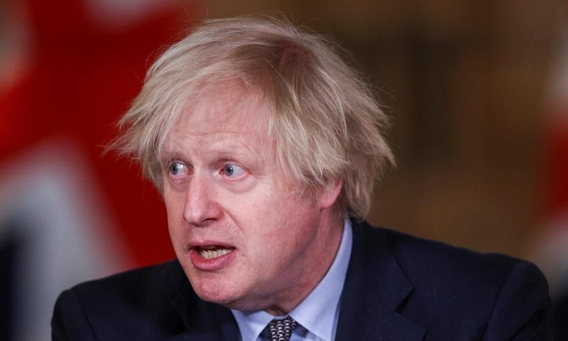 Britain's Prime Minister Boris Johnson holds a news conference at 10 Downing Street, on the day of reflection to mark the anniversary of Britain's first Covid-19 lockdown, in London, Britain, March 23. — Reuters
