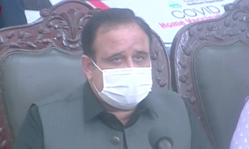 Punjab Chief Minister Usman Buzdar addresses a press conference. — DawnNewsTV