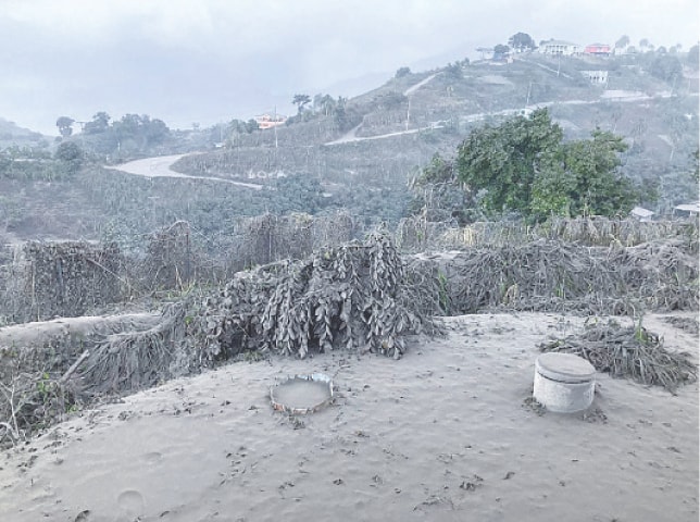 A view from the Belmont Observatory in Saint Vincent after the eruption at La Soufriere volcano.&mdash;AFP