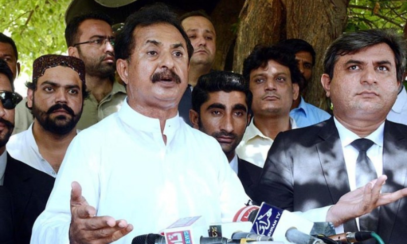 In this Sept 23, 2020, file photo, PTI MPA Haleem Adil Sheikh speaks to reporters outside Sindh Secretariat. — APP/File