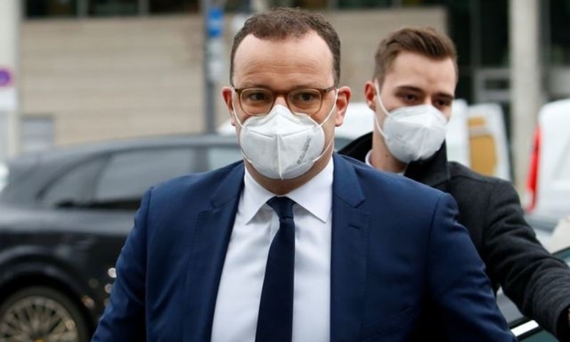German health minister Jens Spahn arrives at the CDU party headquarters ahead of the party board meeting in Berlin, Germany, April 12. &mdash; Reuters