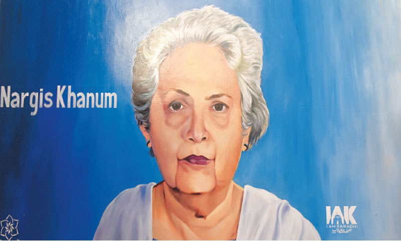 A VIEW of the Nargis Khanum mural on the KPC wall.—White Star A VIEW of the Nargis Khanum mural on the KPC wall.—White Star