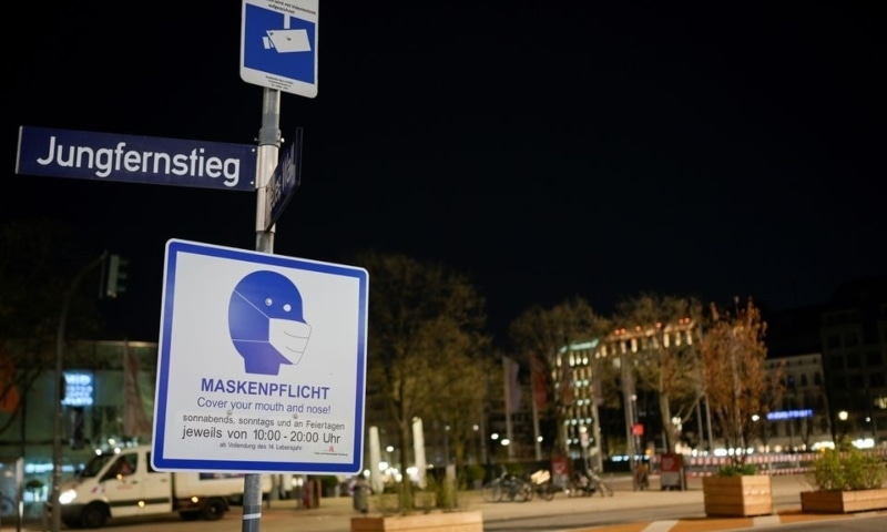 General view of "Jungfernstieg" boulevard during a lockdown, amid the Covid-19 pandemic in Hamburg, Germany, April 23. — Reuters