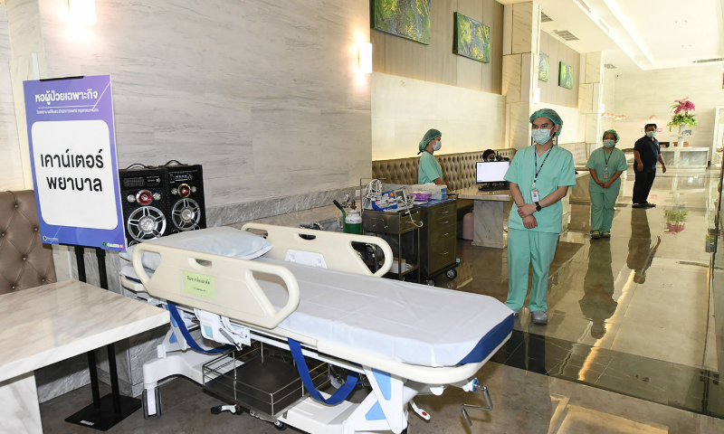This photo shows medical staff at the Elegant Airport Hotel, a hotel converted into a field hospital for Covid-19 patients in Bangkok. — AFP