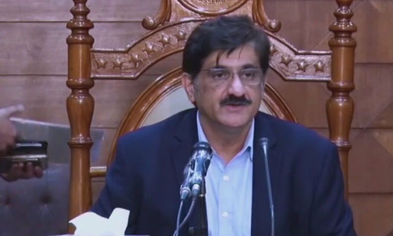 In this file photo, Sindh Chief Minister Murad Ali Shah speaks at a press conference. — DawnNewsTV/File