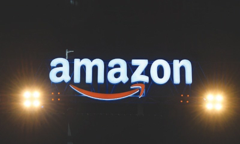 In this file photo, an Amazon logo is pictured during the Amazon’s annual Smbhav event in New Delhi. —AFP/File