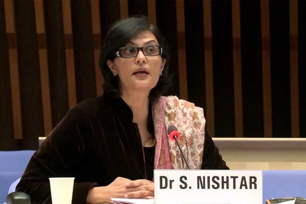 SAPM Dr Sania Nishtar underlined the need for a new approach to deal with the pandemic and its social and economic impact. — Photo courtesy Radio Pakistan/File