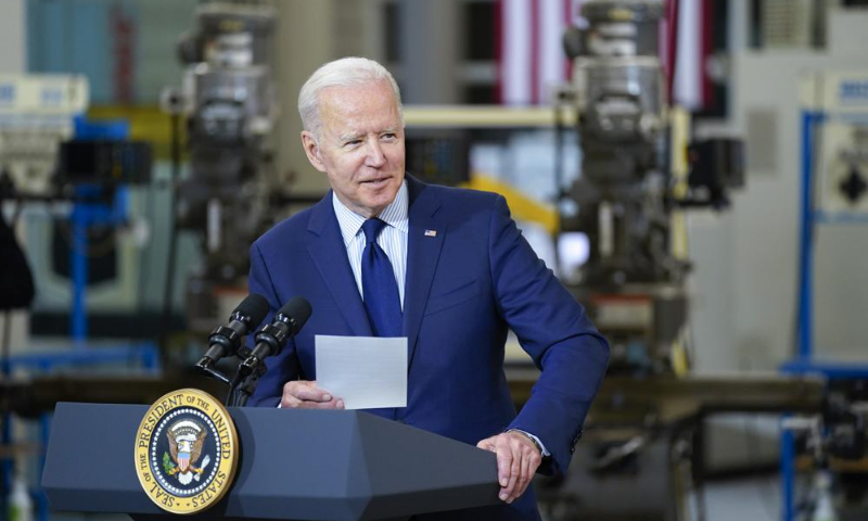 US President Joe Biden delivers remarks on the economy at the Cuyahoga Community College Metropolitan Campus on Thursday. — AP