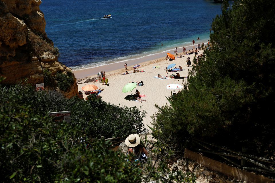 View of Marinha beach, Albufeira, Portugal, June 4. &mdash; Reuters