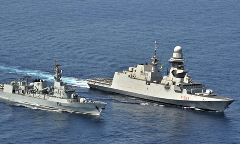 Pakistan Navy ship Saif has conducted Passage Exercise (Passex) with Italian Navy ship ITS Carabiniere in the Gulf of Aden. — Photo courtesy Radio Pakistan