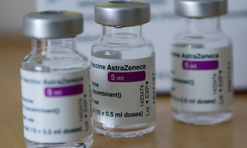 Vials of AstraZeneca's Covid-19 vaccine are seen in a general practice of a doctor. — Reuters