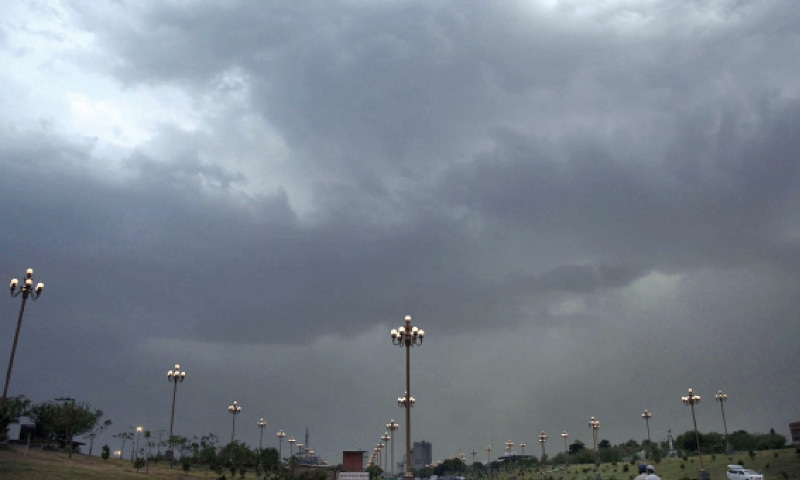 Dark clouds hang over Islamabad before rain on Friday. &mdash; Online