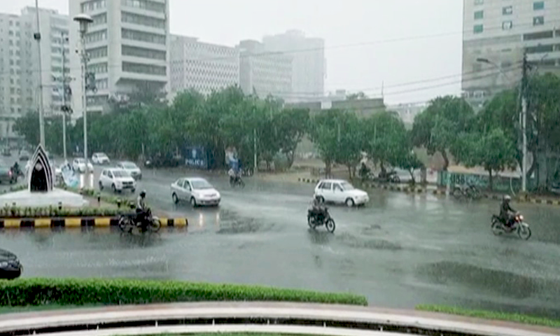 The first day of the week brought a brief reprieve from the heat for Karachiites as the city woke up to the year's first spell of monsoon rainfall. — DawnNewsTV