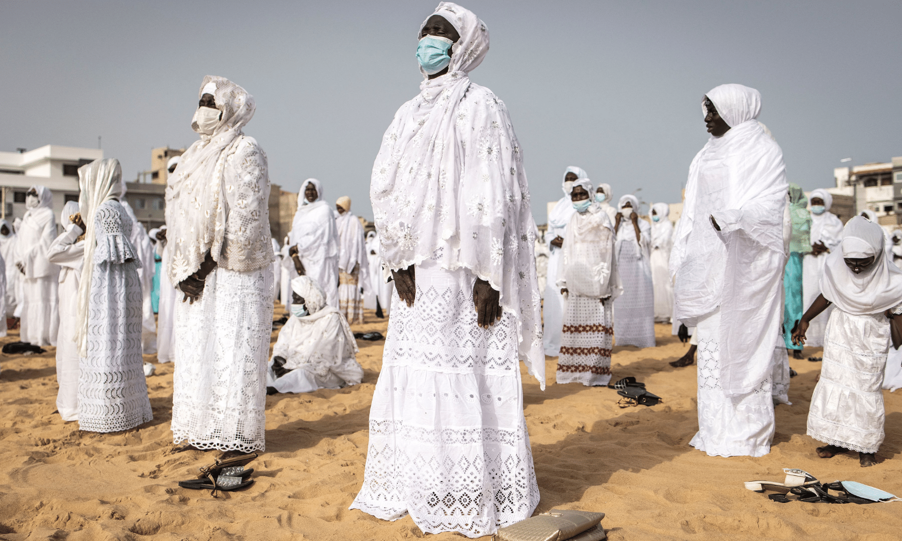 A follower of the Senegalese Layene community performs a prayer during Tabaski (Eidul Azha) celebrations in the popular neighbourhood of Yoff in Dakar. — AFP