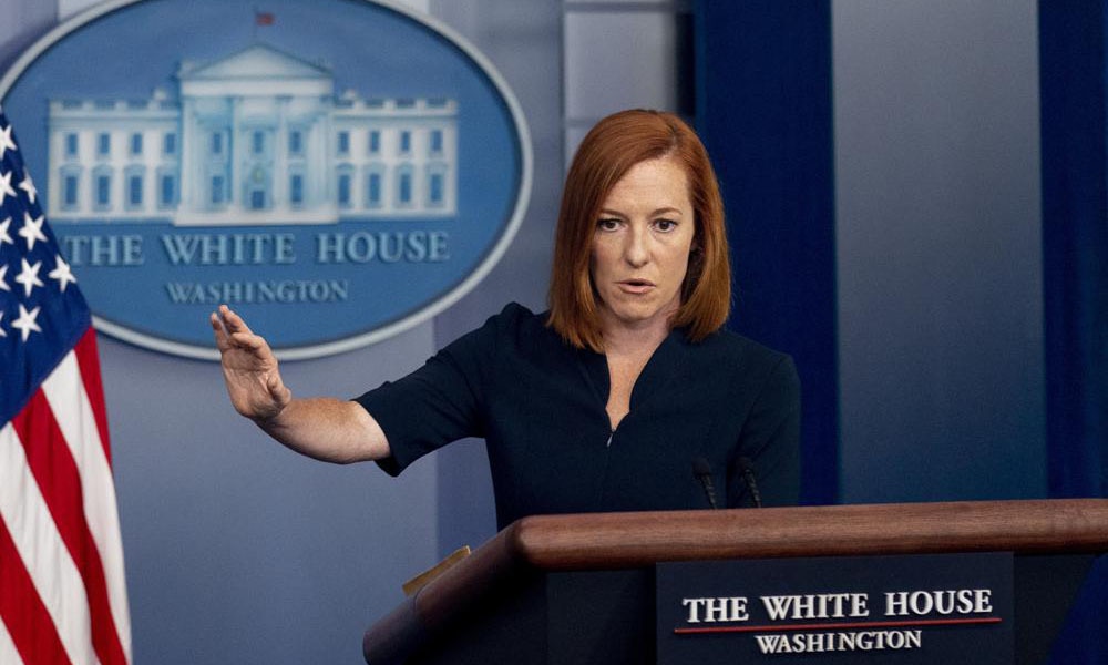 White House press secretary Jen Psaki speaks at a press briefing at the White House in Washington on Friday. — AP