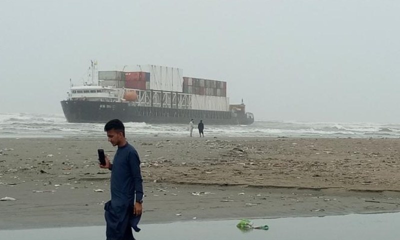 The MV Heng Tong cargo ship stranded on Sea View beach, Karachi. — Photo by Shazia Hasan/File