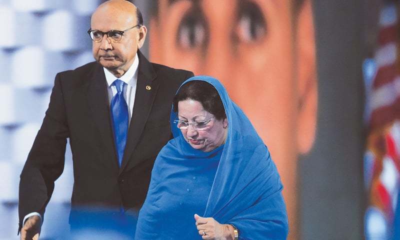 Khizr Khan with his wife on the final day of the Democratic convention in Philadelphia, Pennsylvania, US on July 28, 2016. &mdash; AFP/File