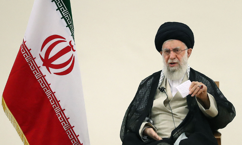 A handout picture provided by the office of Iran's Supreme Leader Ayatollah Ali Khamenei shows him delivering a televised speech on the coronavirus situation in the capital Tehran, on Wednesday. &mdash; AFP