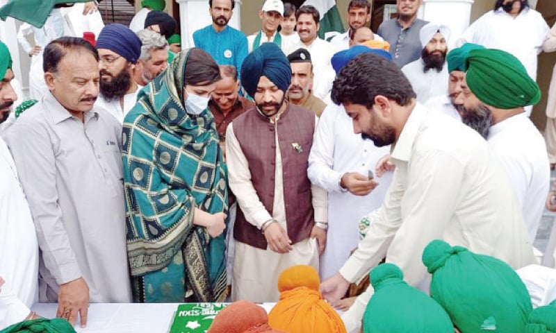 The Sikh community celebrates Independence Day at Gurdwara Punja Sahib on Saturday. — Dawn The Sikh community celebrates Independence Day at Gurdwara Punja Sahib on Saturday. — Dawn