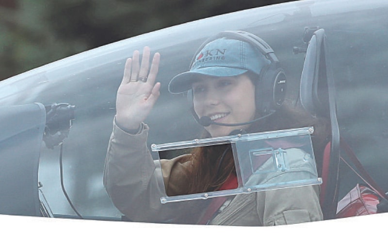 ZARA Rutherford waves as she departs for the round-the-world trip in a light aircraft.
—Reuters