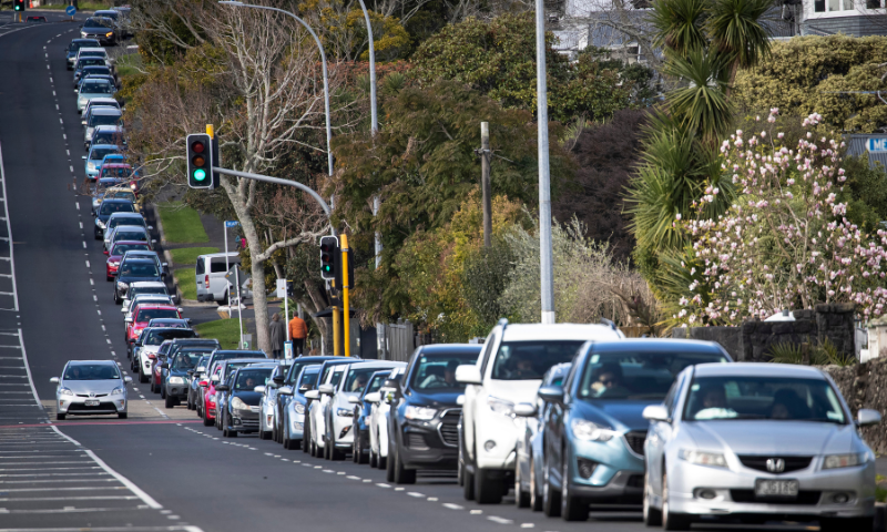 Vehicles line up for Covid-19 testing in Auckland, New Zealand on Aug 19. — Reuters/File